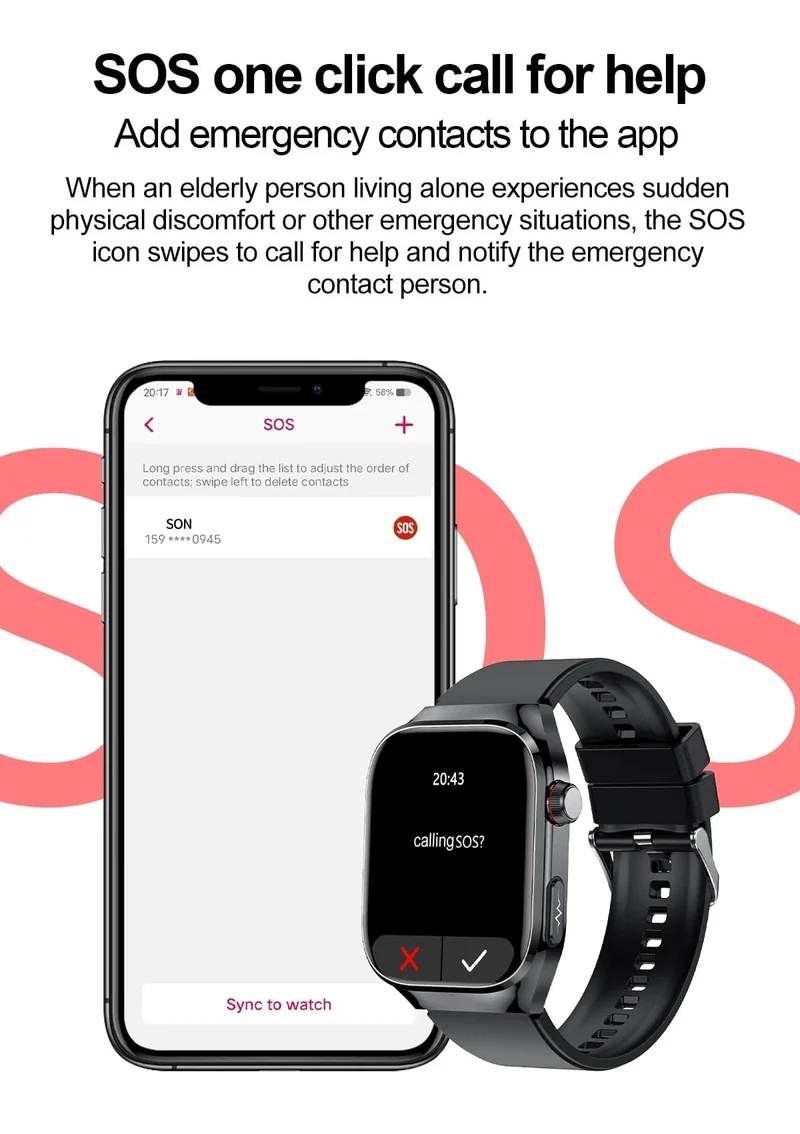 2024 Neue Harnsäure-Blutfett-Smartwatch, EKG, Blutzucker, Herzfrequenz, Blutdruck, Gesundheitsüberwachung, Smart Watch für HUAWEI IOS
