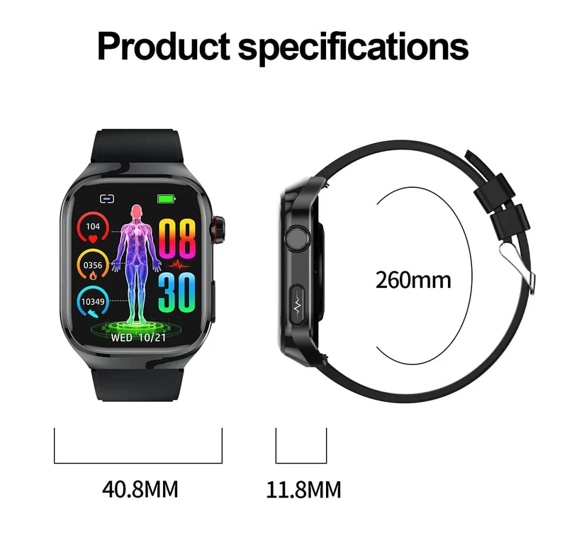 2024 Neue Harnsäure-Blutfett-Smartwatch, EKG, Blutzucker, Herzfrequenz, Blutdruck, Gesundheitsüberwachung, Smart Watch für HUAWEI IOS