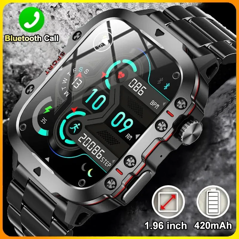 2024 Neu für Xiaomi Militär-Smartwatch für Männer IP68 5ATM Outdoor-Sport-Fitness-Tracker 24-Stunden-Gesundheitsmonitor 1.96 Zoll Smartwatches