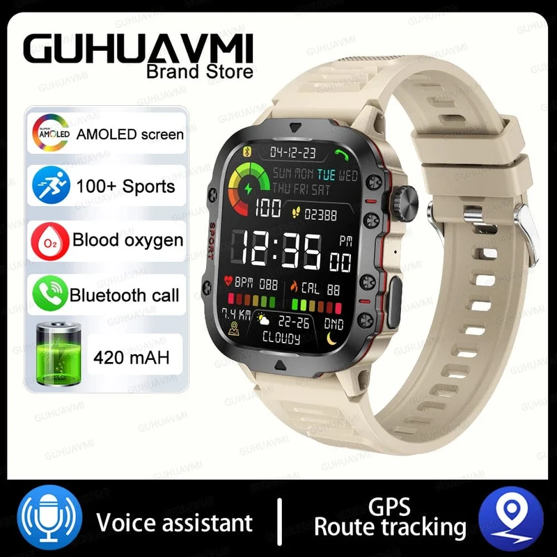 2024 Neu für Xiaomi Militär-Smartwatch für Männer IP68 5ATM Outdoor-Sport-Fitness-Tracker 24-Stunden-Gesundheitsmonitor 1.96 Zoll Smartwatches