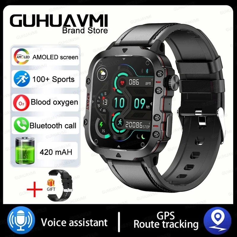 2024 Neu für Xiaomi Militär-Smartwatch für Männer IP68 5ATM Outdoor-Sport-Fitness-Tracker 24-Stunden-Gesundheitsmonitor 1.96 Zoll Smartwatches