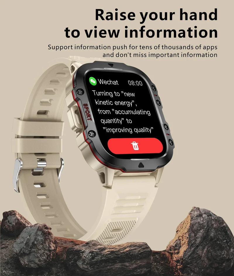 2024 Neu für Xiaomi Militär-Smartwatch für Männer IP68 5ATM Outdoor-Sport-Fitness-Tracker 24-Stunden-Gesundheitsmonitor 1.96 Zoll Smartwatches