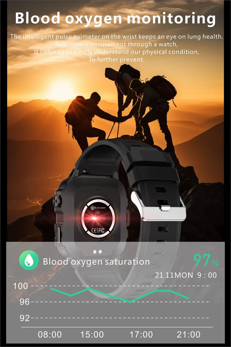 2024 Neu für Xiaomi Militär-Smartwatch für Männer IP68 5ATM Outdoor-Sport-Fitness-Tracker 24-Stunden-Gesundheitsmonitor 1.96 Zoll Smartwatches