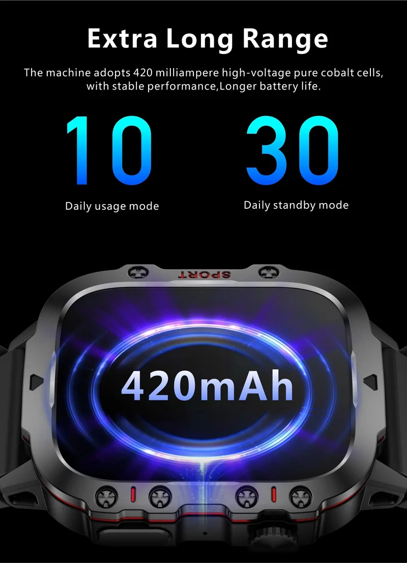 2024 Neu für Xiaomi Militär-Smartwatch für Männer IP68 5ATM Outdoor-Sport-Fitness-Tracker 24-Stunden-Gesundheitsmonitor 1.96 Zoll Smartwatches