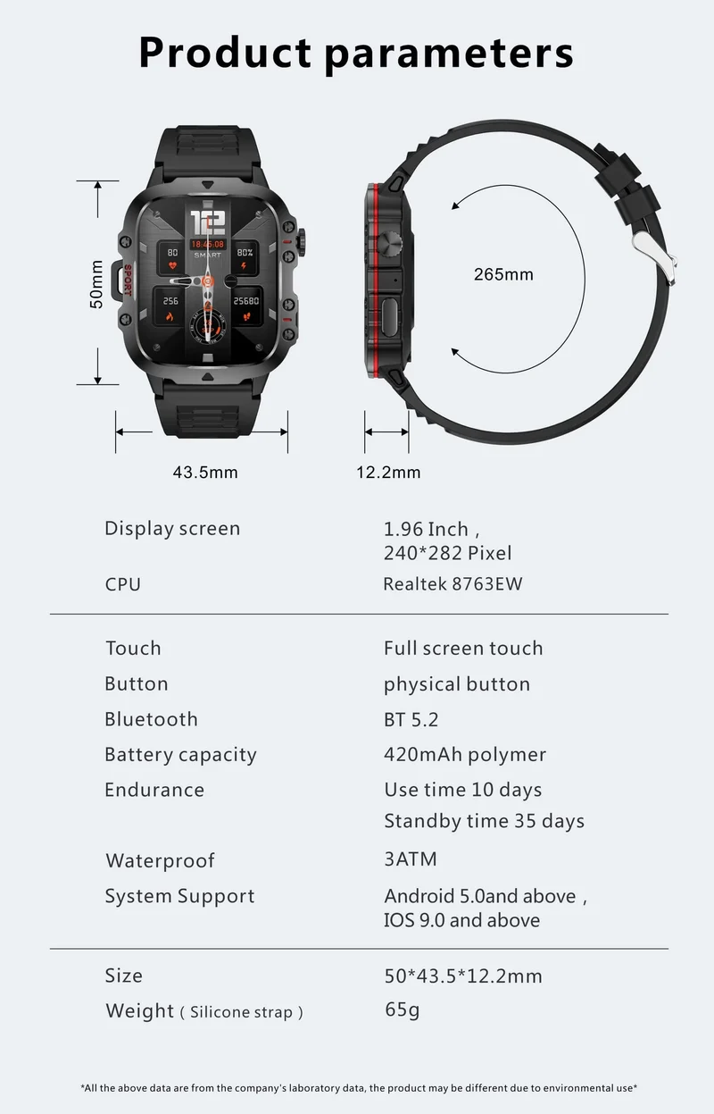 2024 Neu für Xiaomi Militär-Smartwatch für Männer IP68 5ATM Outdoor-Sport-Fitness-Tracker 24-Stunden-Gesundheitsmonitor 1.96 Zoll Smartwatches