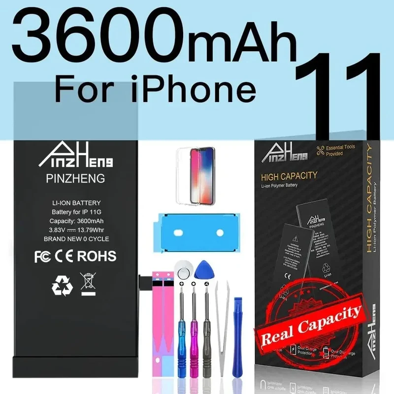 PINZHENG-Akku für iPhone X XR XS 11 12 13 Mini Max Pro Promax, echte Ersatzbatterie mit hoher Kapazität, Garantie ein Jahr