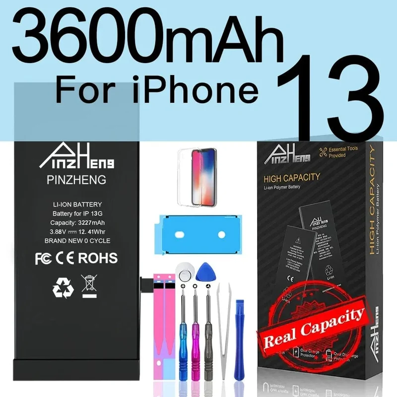 PINZHENG-Akku für iPhone X XR XS 11 12 13 Mini Max Pro Promax, echte Ersatzbatterie mit hoher Kapazität, Garantie ein Jahr