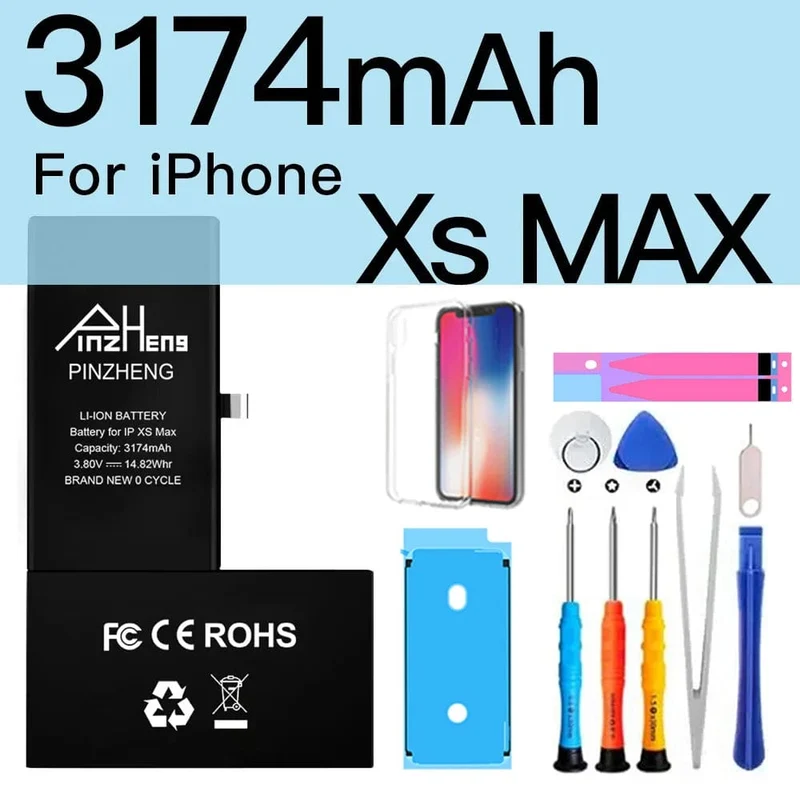 PINZHENG-Akku für iPhone X XR XS 11 12 13 Mini Max Pro Promax, echte Ersatzbatterie mit hoher Kapazität, Garantie ein Jahr