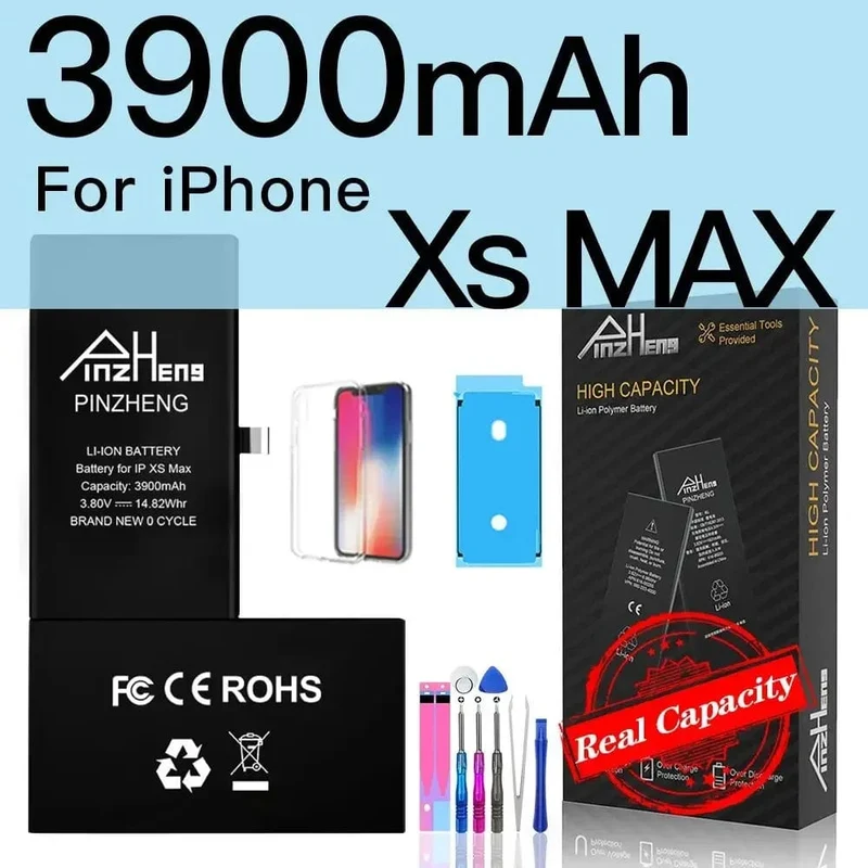 PINZHENG-Akku für iPhone X XR XS 11 12 13 Mini Max Pro Promax, echte Ersatzbatterie mit hoher Kapazität, Garantie ein Jahr