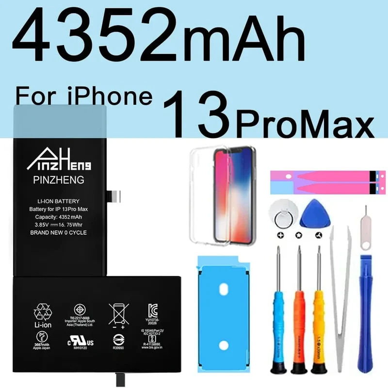 PINZHENG-Akku für iPhone X XR XS 11 12 13 Mini Max Pro Promax, echte Ersatzbatterie mit hoher Kapazität, Garantie ein Jahr