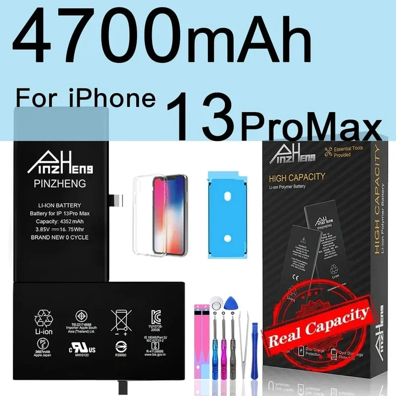 PINZHENG-Akku für iPhone X XR XS 11 12 13 Mini Max Pro Promax, echte Ersatzbatterie mit hoher Kapazität, Garantie ein Jahr