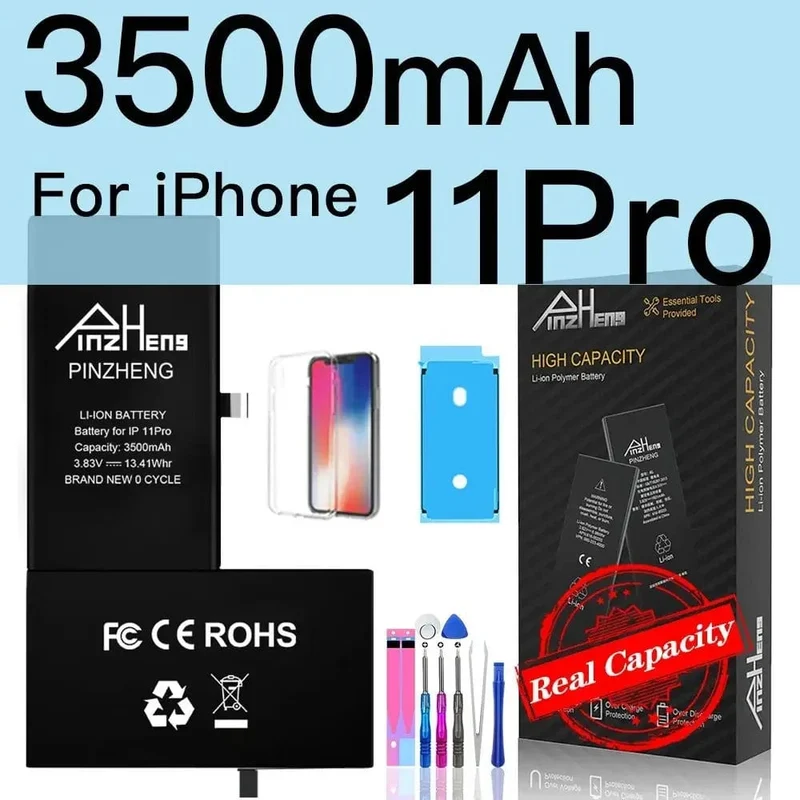 PINZHENG-Akku für iPhone X XR XS 11 12 13 Mini Max Pro Promax, echte Ersatzbatterie mit hoher Kapazität, Garantie ein Jahr