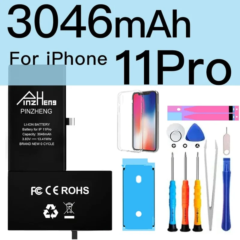 PINZHENG-Akku für iPhone X XR XS 11 12 13 Mini Max Pro Promax, echte Ersatzbatterie mit hoher Kapazität, Garantie ein Jahr