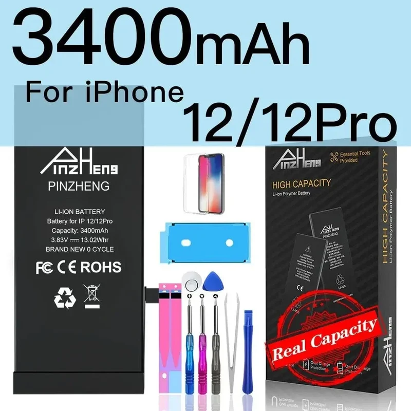 PINZHENG-Akku für iPhone X XR XS 11 12 13 Mini Max Pro Promax, echte Ersatzbatterie mit hoher Kapazität, Garantie ein Jahr