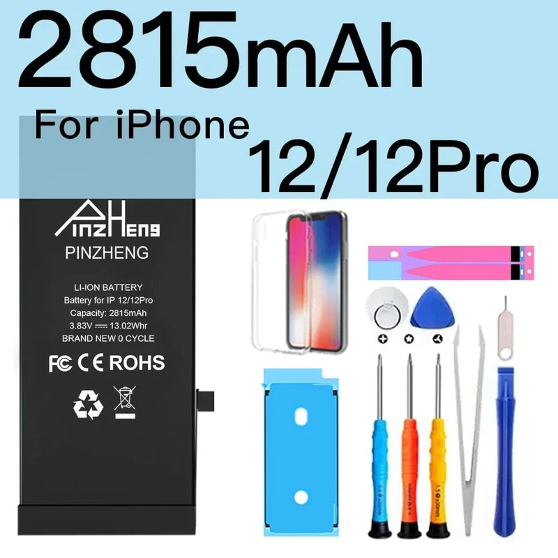 PINZHENG-Akku für iPhone X XR XS 11 12 13 Mini Max Pro Promax, echte Ersatzbatterie mit hoher Kapazität, Garantie ein Jahr