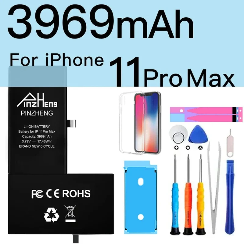 PINZHENG-Akku für iPhone X XR XS 11 12 13 Mini Max Pro Promax, echte Ersatzbatterie mit hoher Kapazität, Garantie ein Jahr