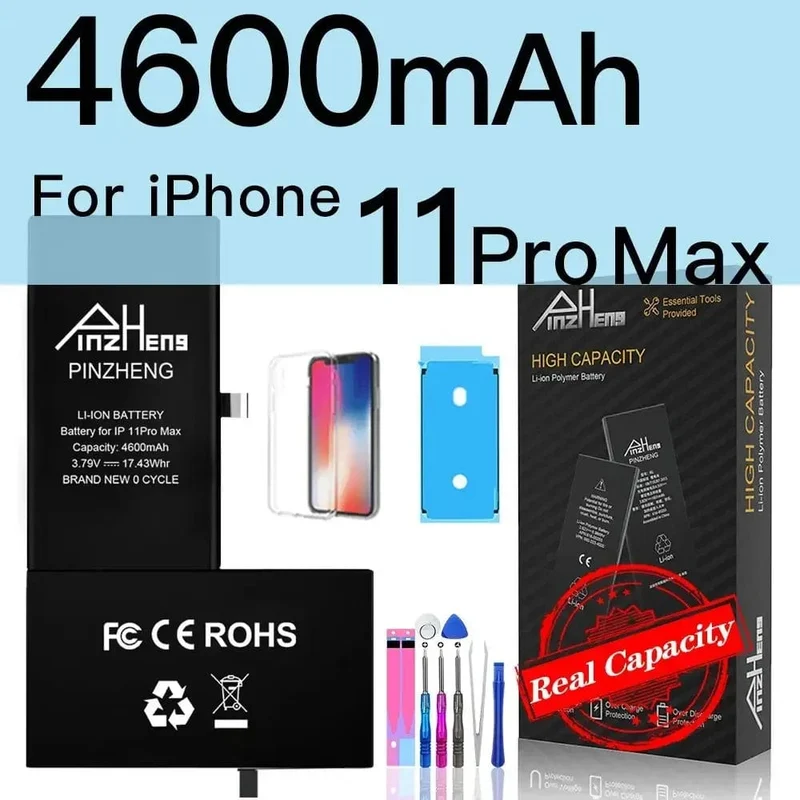 PINZHENG-Akku für iPhone X XR XS 11 12 13 Mini Max Pro Promax, echte Ersatzbatterie mit hoher Kapazität, Garantie ein Jahr