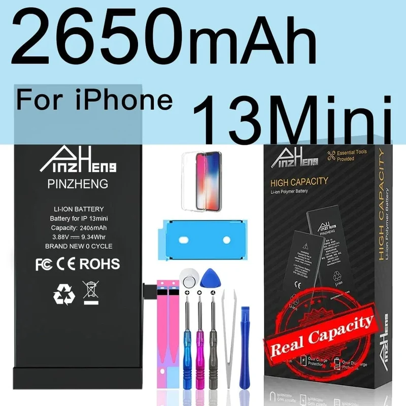 PINZHENG-Akku für iPhone X XR XS 11 12 13 Mini Max Pro Promax, echte Ersatzbatterie mit hoher Kapazität, Garantie ein Jahr