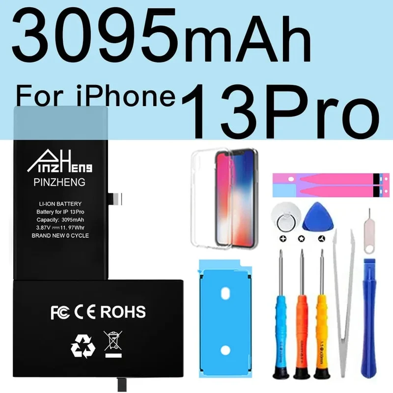 PINZHENG-Akku für iPhone X XR XS 11 12 13 Mini Max Pro Promax, echte Ersatzbatterie mit hoher Kapazität, Garantie ein Jahr