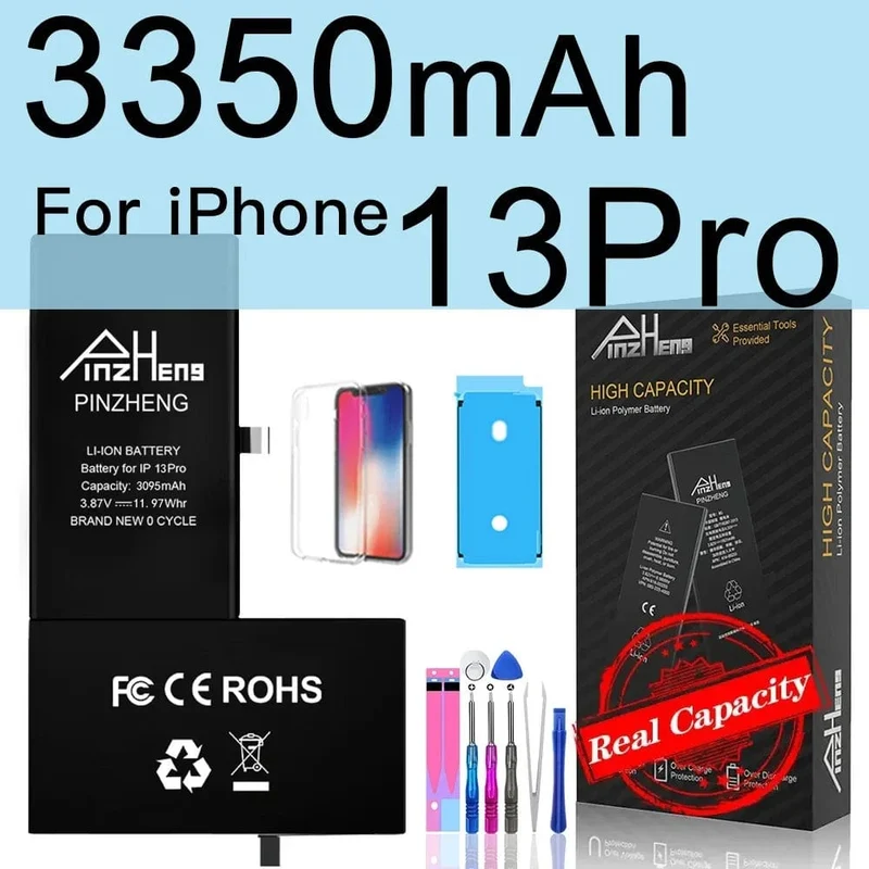 PINZHENG-Akku für iPhone X XR XS 11 12 13 Mini Max Pro Promax, echte Ersatzbatterie mit hoher Kapazität, Garantie ein Jahr