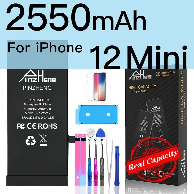 PINZHENG-Akku für iPhone X XR XS 11 12 13 Mini Max Pro Promax, echte Ersatzbatterie mit hoher Kapazität, Garantie ein Jahr