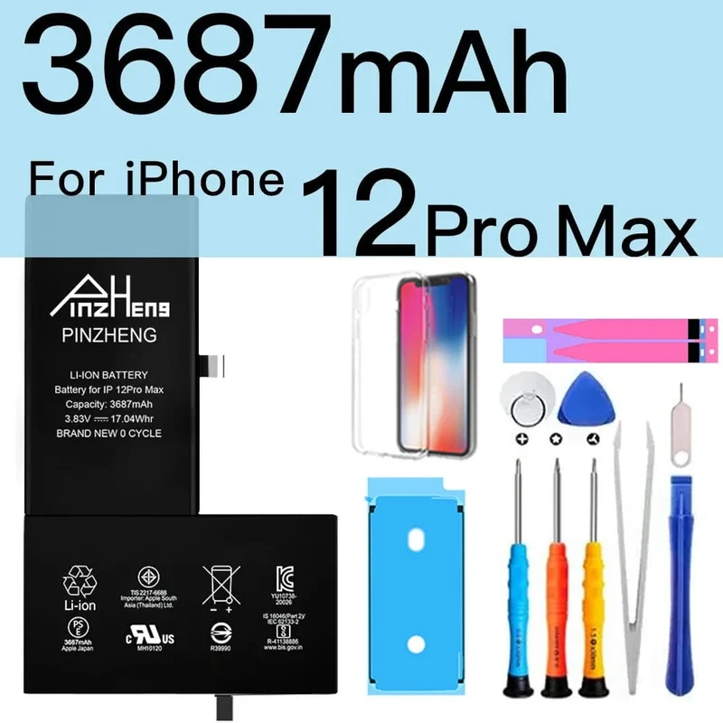 PINZHENG-Akku für iPhone X XR XS 11 12 13 Mini Max Pro Promax, echte Ersatzbatterie mit hoher Kapazität, Garantie ein Jahr