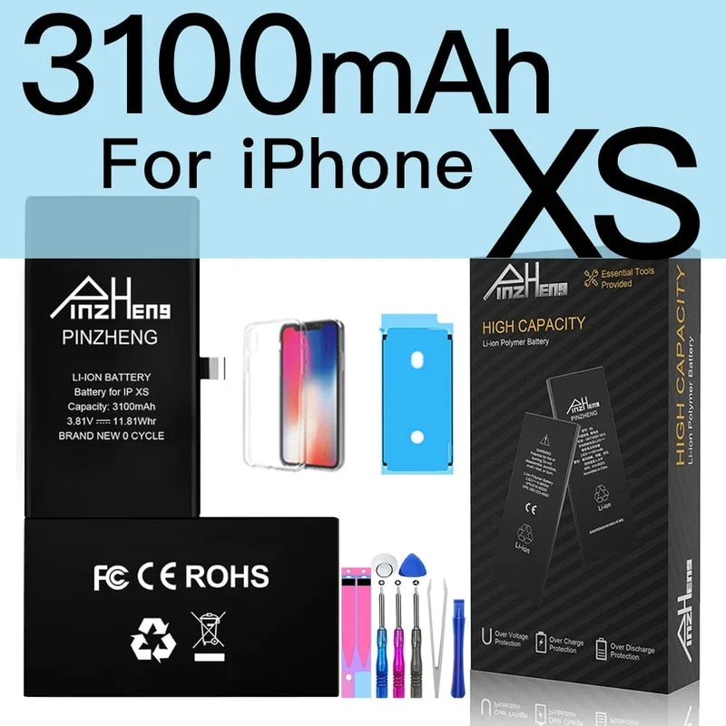 PINZHENG-Akku für iPhone X XR XS 11 12 13 Mini Max Pro Promax, echte Ersatzbatterie mit hoher Kapazität, Garantie ein Jahr