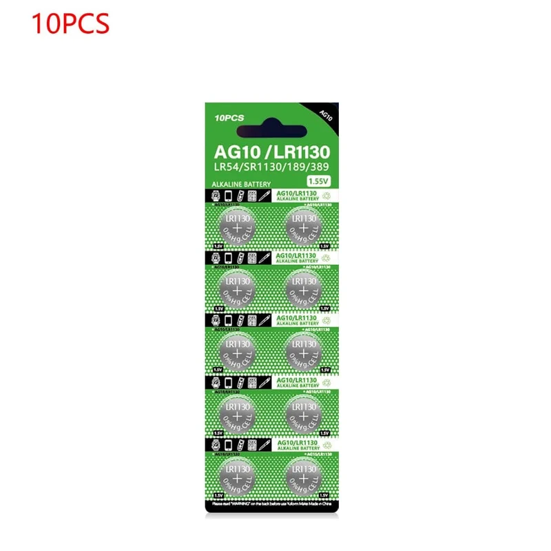 AG10 LR54 Zellmünze 1.55 V SR54 389 189 LR1130 SR1130 Alkalische Knopfzellen für Uhr Spielzeug Fernbedienung