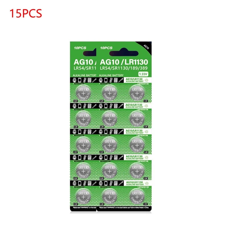 AG10 LR54 Zellmünze 1.55 V SR54 389 189 LR1130 SR1130 Alkalische Knopfzellen für Uhr Spielzeug Fernbedienung