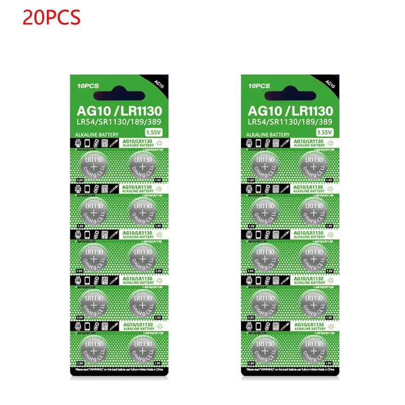 AG10 LR54 Zellmünze 1.55 V SR54 389 189 LR1130 SR1130 Alkalische Knopfzellen für Uhr Spielzeug Fernbedienung