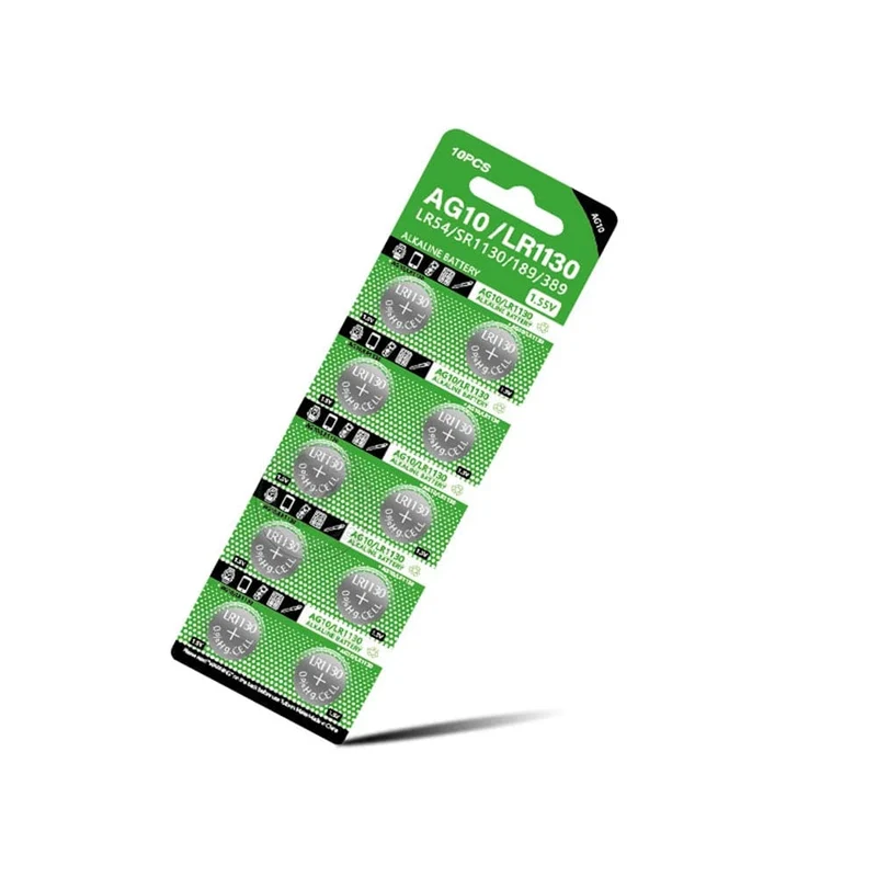 AG10 LR54 Zellmünze 1.55 V SR54 389 189 LR1130 SR1130 Alkalische Knopfzellen für Uhr Spielzeug Fernbedienung