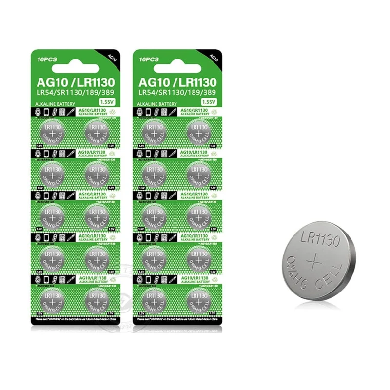 AG10 LR54 Zellmünze 1.55 V SR54 389 189 LR1130 SR1130 Alkalische Knopfzellen für Uhr Spielzeug Fernbedienung