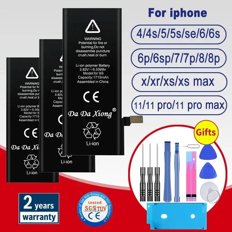 Akku für iPhone 6 6S 5 5S SE 6P 6SP 7 7Plus 8 8Plus X XR XS 11 SE2 4 4G 4S Pro MAX Ersatzbatterie + kostenlose Tools