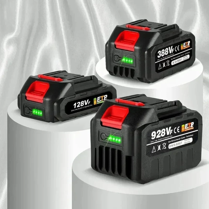 20-V-Lithium-Akku mit EU-Stecker, 388 VF 15000 mAh, 928 VF 22500 mAh, Akku-Kapazitätsanzeige, für elektrische Kettensägen