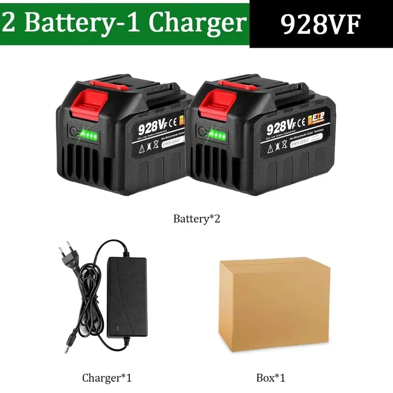 20-V-Lithium-Akku mit EU-Stecker, 388 VF 15000 mAh, 928 VF 22500 mAh, Akku-Kapazitätsanzeige, für elektrische Kettensägen