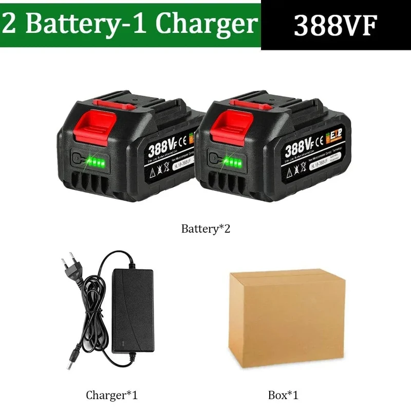 20-V-Lithium-Akku mit EU-Stecker, 388 VF 15000 mAh, 928 VF 22500 mAh, Akku-Kapazitätsanzeige, für elektrische Kettensägen