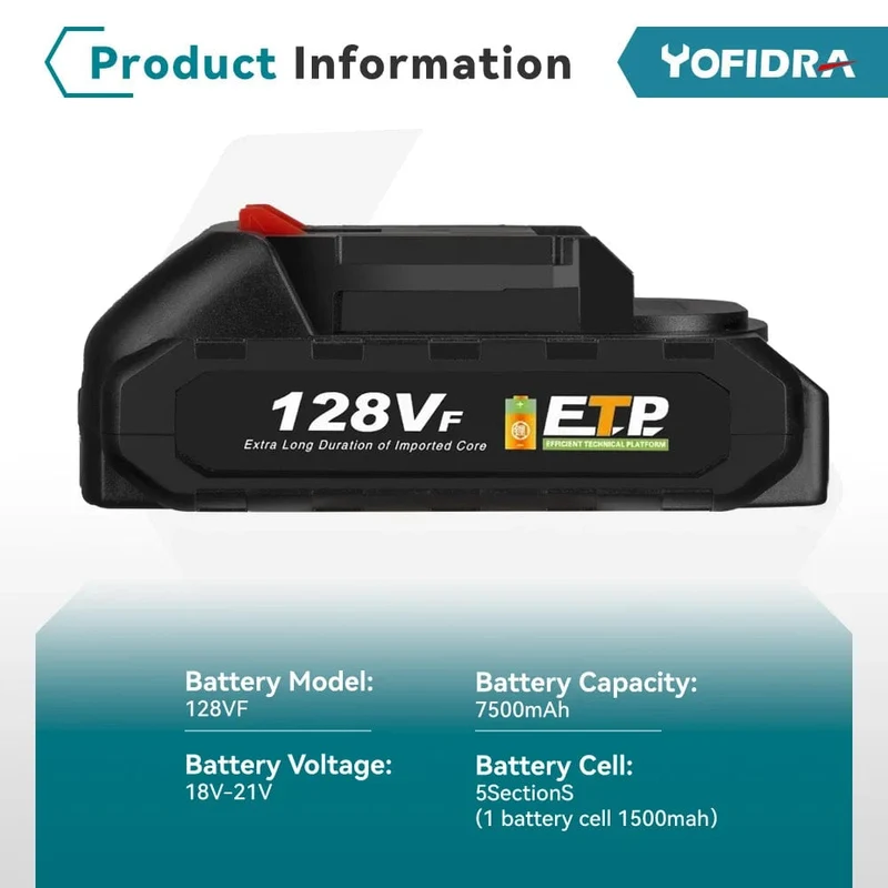 20-V-Lithium-Akku mit EU-Stecker, 388 VF 15000 mAh, 928 VF 22500 mAh, Akku-Kapazitätsanzeige, für elektrische Kettensägen