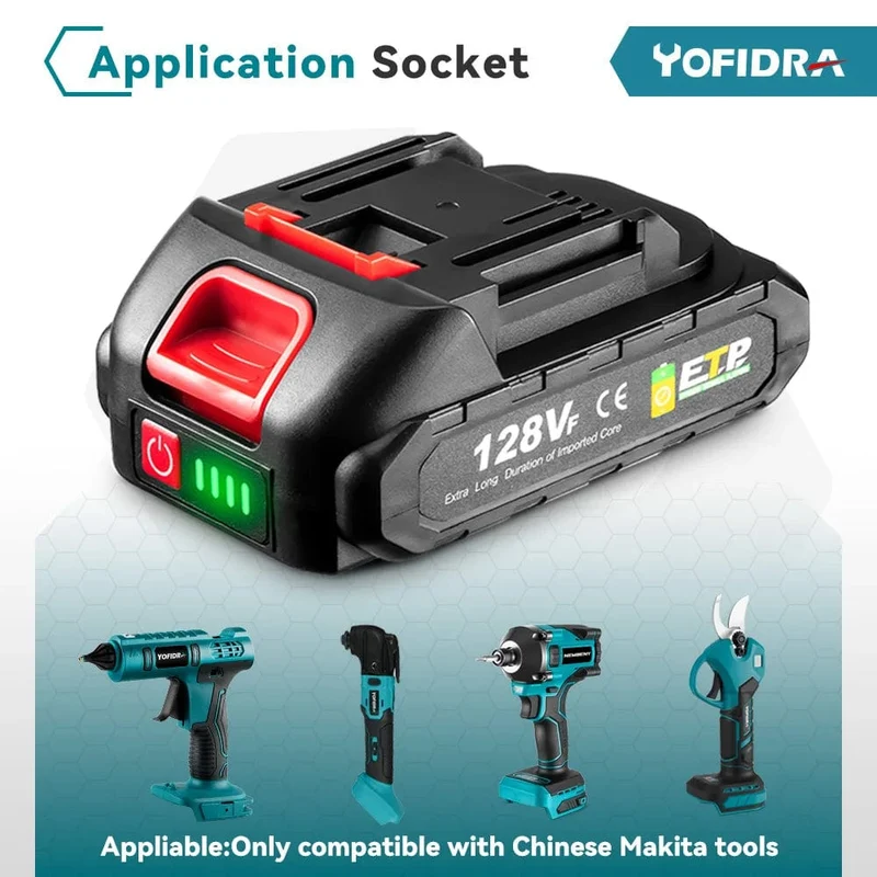 20-V-Lithium-Akku mit EU-Stecker, 388 VF 15000 mAh, 928 VF 22500 mAh, Akku-Kapazitätsanzeige, für elektrische Kettensägen
