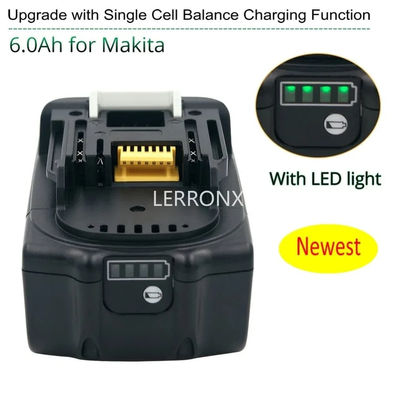 Neuester verbesserter BL1860-Akku 18 V 6000 mAh Lithium für Makita 18 V Akku BL1840 BL1850 BL1830 BL1860B LXT 400