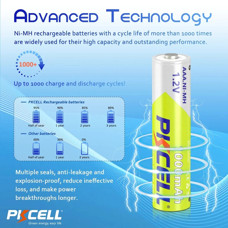 8PC PKCELL AAA Batterie 1.2 V NiMH AAA Akkus 1000mah aaa Uhr Spielzeug maus batterie Und 2PC AAA/AA Batterie Halter