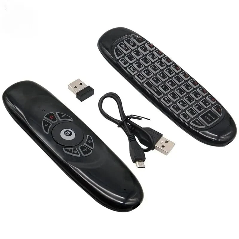 C120 RGB 7 Hintergrundbeleuchtung Fly Air Mouse Gyro Sensor Drahtlose 2.4G RF Tastatur Fernbedienung Für Gaming Android Smart TV Box