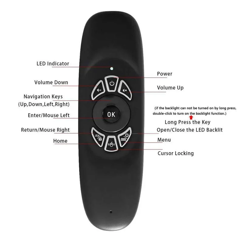 C120 RGB 7 Hintergrundbeleuchtung Fly Air Mouse Gyro Sensor Drahtlose 2.4G RF Tastatur Fernbedienung Für Gaming Android Smart TV Box