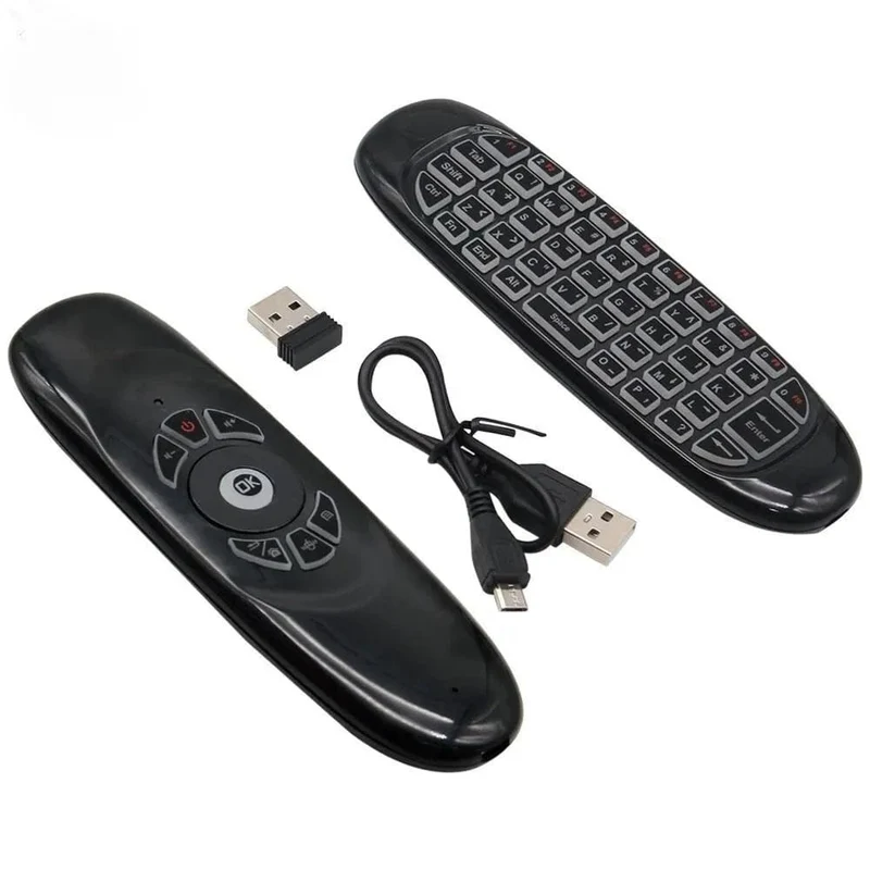 C120 RGB 7 Hintergrundbeleuchtung Fly Air Mouse Gyro Sensor Drahtlose 2.4G RF Tastatur Fernbedienung Für Gaming Android Smart TV Box