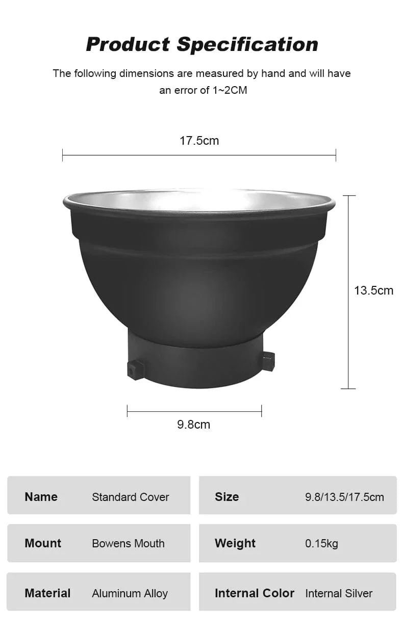 Soonpho 7 Zoll Bowens Mount Standard-Reflektor Diffusor Lampenschirm Schale Wabengitter für weiches Licht Fotostudio-Kits