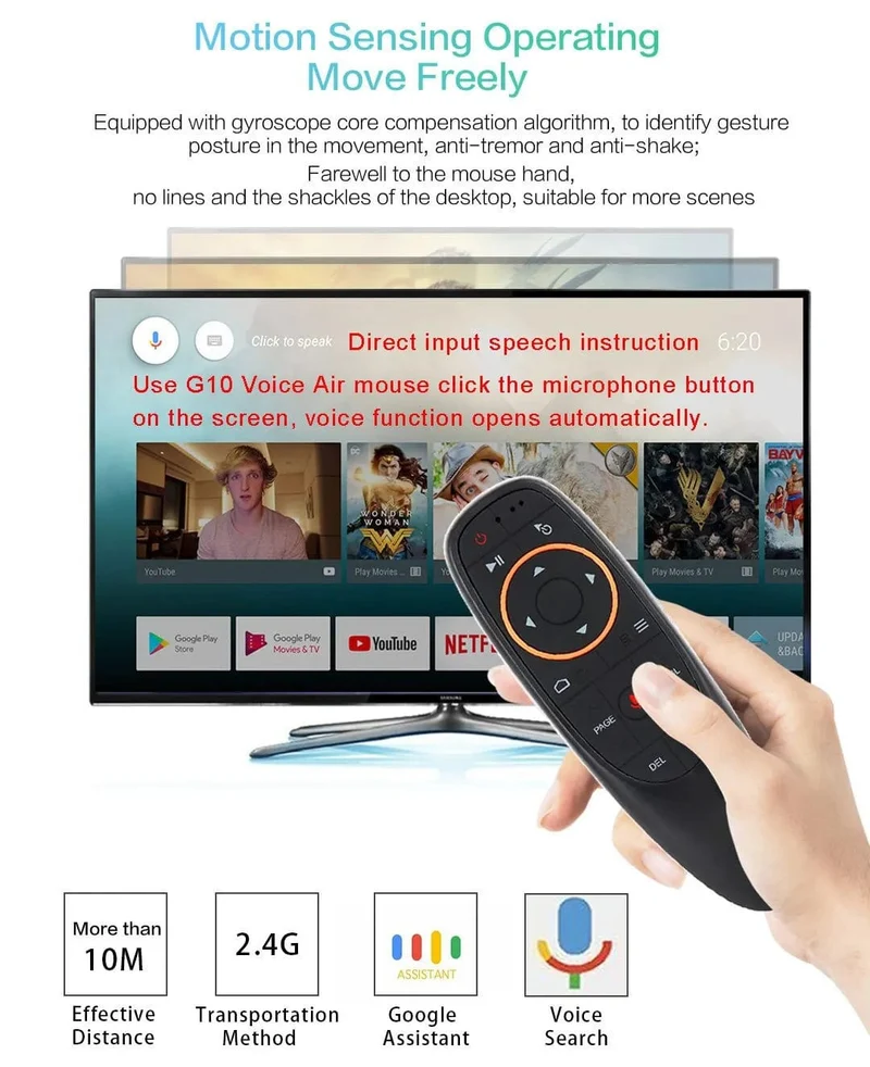 G10S Air Mouse Sprachfernbedienung 2.4G Wireless Gyroskop IR-Lernen für H96 MAX X88 PRO Android TV Box HK1