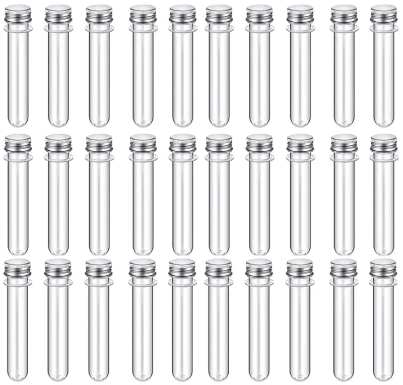 20 Stück Labor 30 ml transparente Reagenzgläser aus Kunststoff mit Deckel Mehrzweck-Aufbewahrungsflasche für USB-Kabel Partygeschenke Abfüllbox Organizer