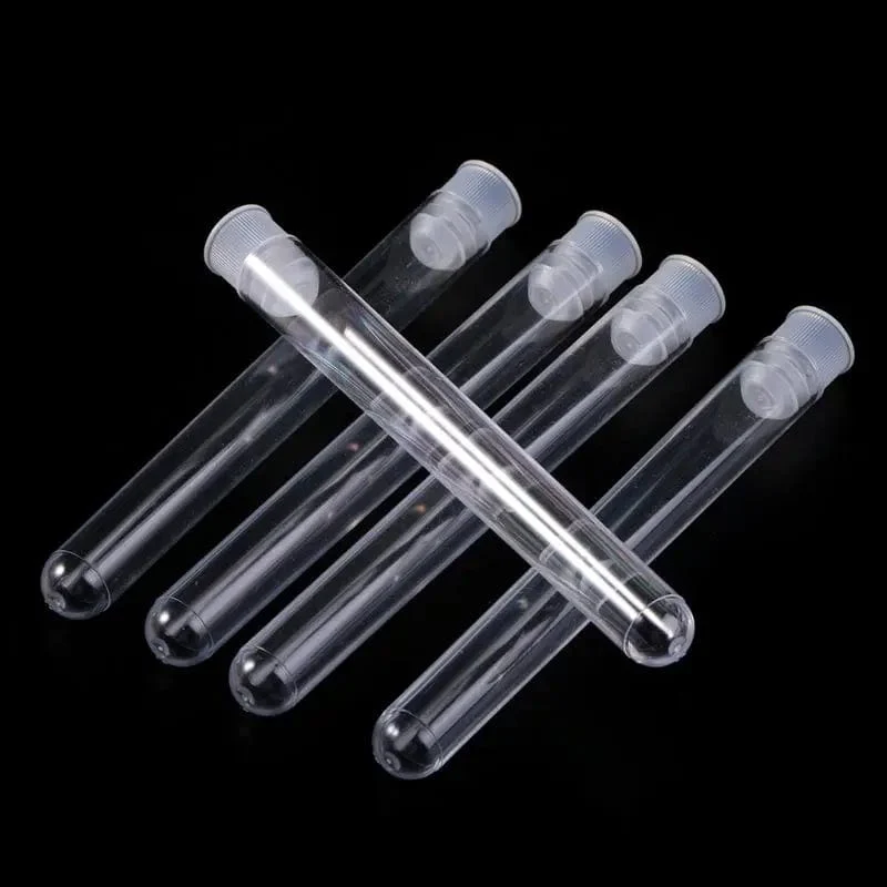 50 Teile/paket 12x100mm Transparent Labor Klar Kunststoff Reagenzgläser Fläschchen Mit Push-Cap Schule Labor Liefert