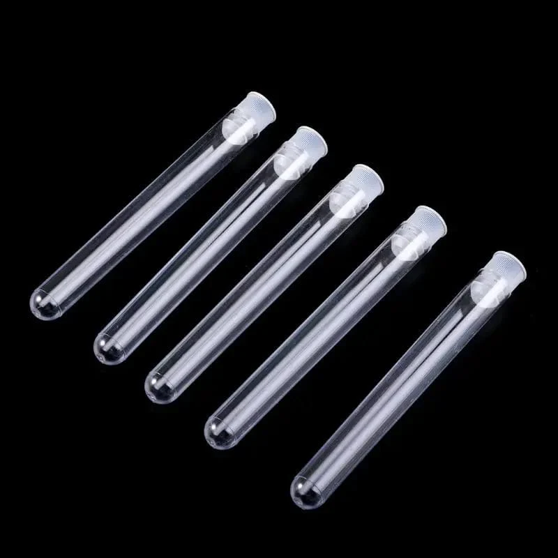 50 Teile/paket 12x100mm Transparent Labor Klar Kunststoff Reagenzgläser Fläschchen Mit Push-Cap Schule Labor Liefert