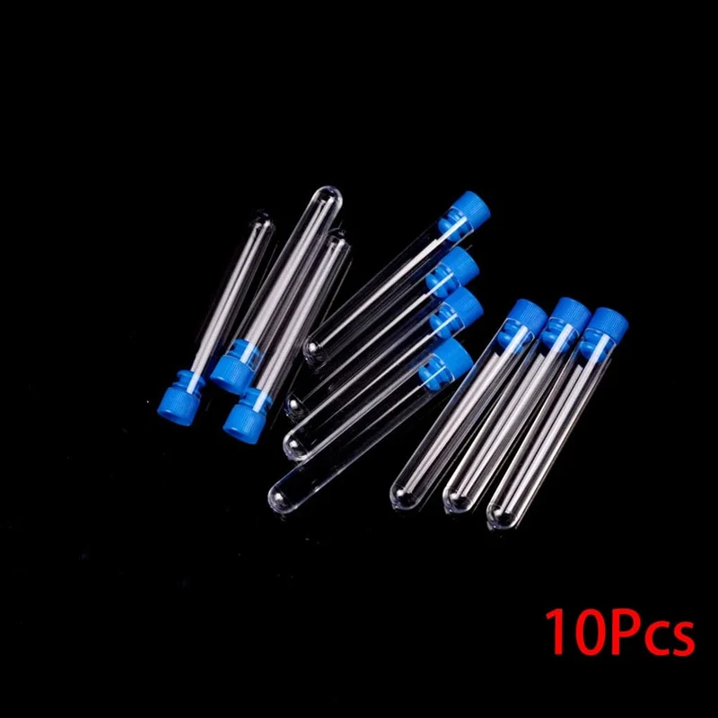10 STÜCKE 12x75mm Labor Klar Kunststoff Reagenzglas Rundboden Röhrchen Fläschchen mit Kappe Büro Labor Experiment liefert