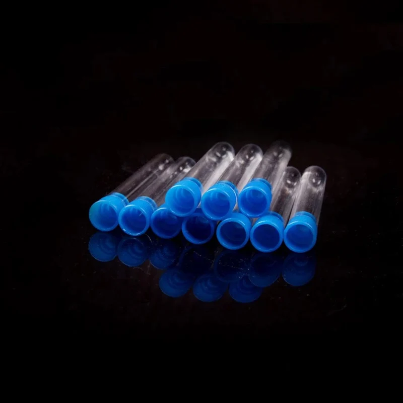 10 STÜCKE 12x75mm Labor Klar Kunststoff Reagenzglas Rundboden Röhrchen Fläschchen mit Kappe Büro Labor Experiment liefert